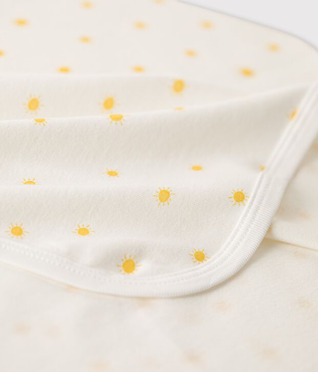 Baby-Decke f&uuml;r Neugeborene aus Bio-Baumwolle weiss/gelb