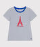 Damen-T-Shirt LE DROIT mit Rundhalsausschnitt aus Baumwolle weiss MARSHMALLOW/blau MEDIEVAL