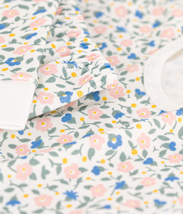 Kinderpyjama aus Baumwolle in eng geschnittener Passform f&uuml;r M&auml;dchen weiss/vielfarbig