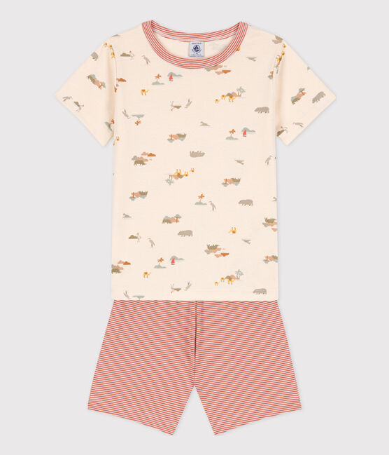 Kinder-Kurzpyjama aus Baumwolle mit Tiermotiv weiss AVALANCHE/ MULTICO