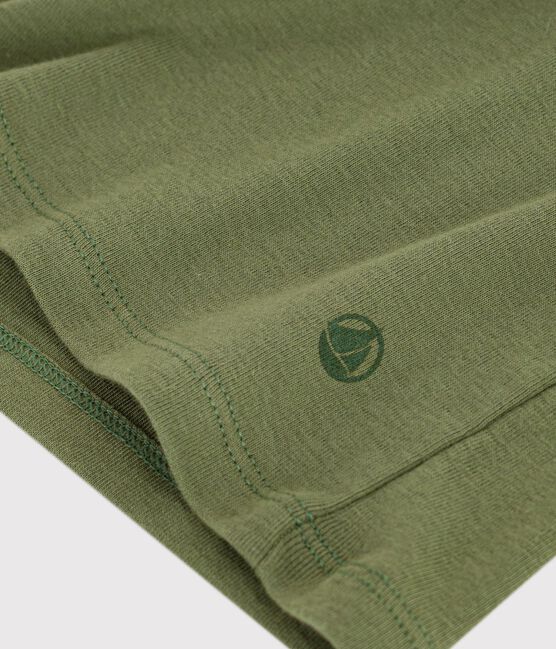 Kurzärmeliges Damen T-Shirt aus einfarbiger Baumwolle grün OLIVINE