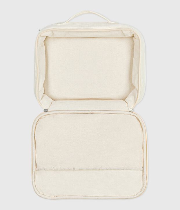 Newborn-K&ouml;fferchen aus besticktem Musselin-Stoff weiss