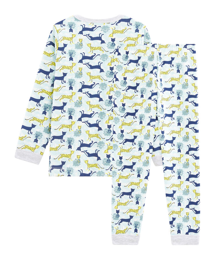 Molton-Pyjama f&uuml;r kleine Jungen weiss/vielfarbig