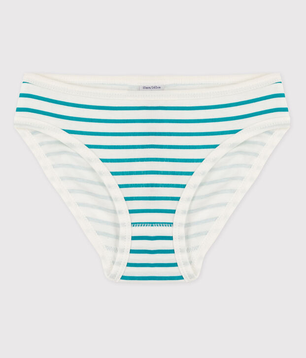 3er-Set Slips aus Bio-Baumwolle mit Herzmotiv f&uuml;r M&auml;dchen weiss/gr&uuml;n