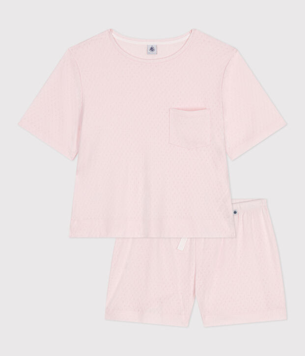 Damen-Kurzpyjama aus Baumwolle FLEUR