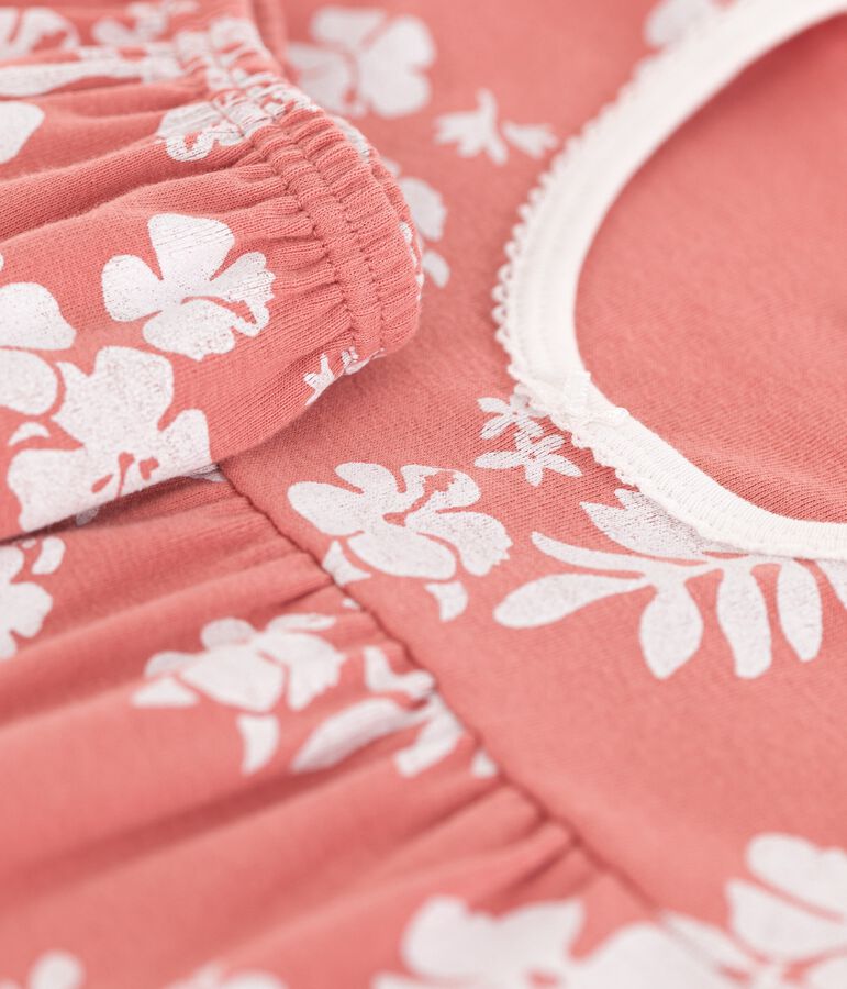 Kinder-Kurzpyjama aus Baumwolle mit Hawaii-Muster f&uuml;r M&auml;dchen rosa/vielfarbig