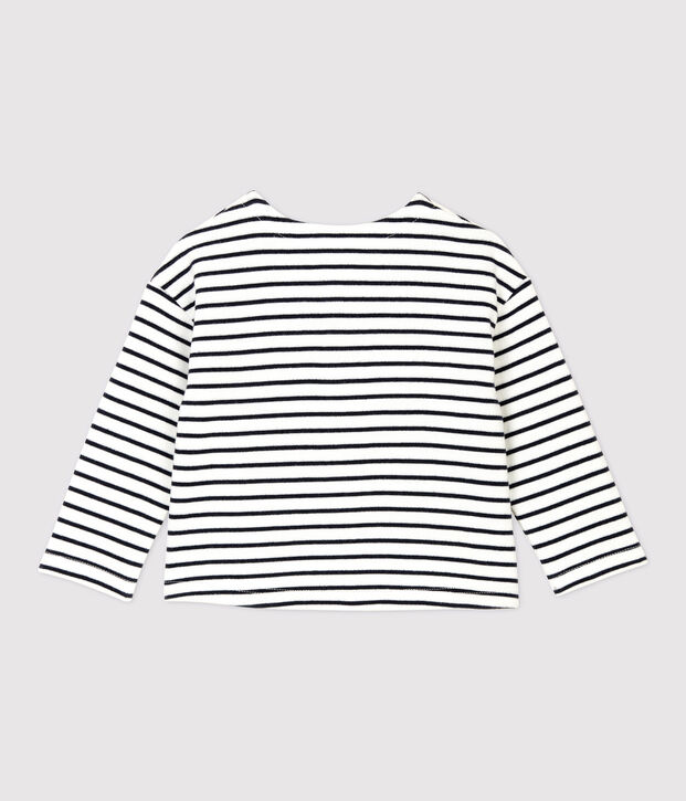 Baby-Cardigan aus Molton weiss/blau