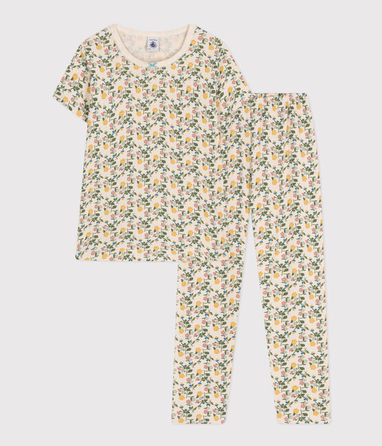 Kinderpyjama aus Baumwolle mit Blumenmuster weiss AVALANCHE/ MULTICO
