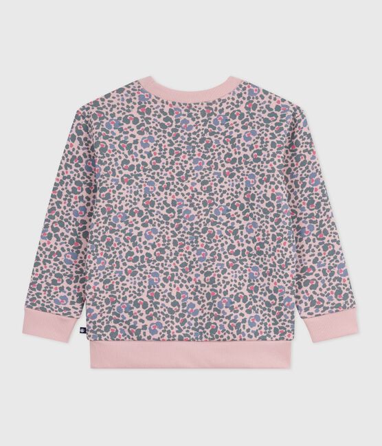 Kinder-Sweatshirt aus bedruckter Baumwolle rosa JOLI/weiss MULTICO