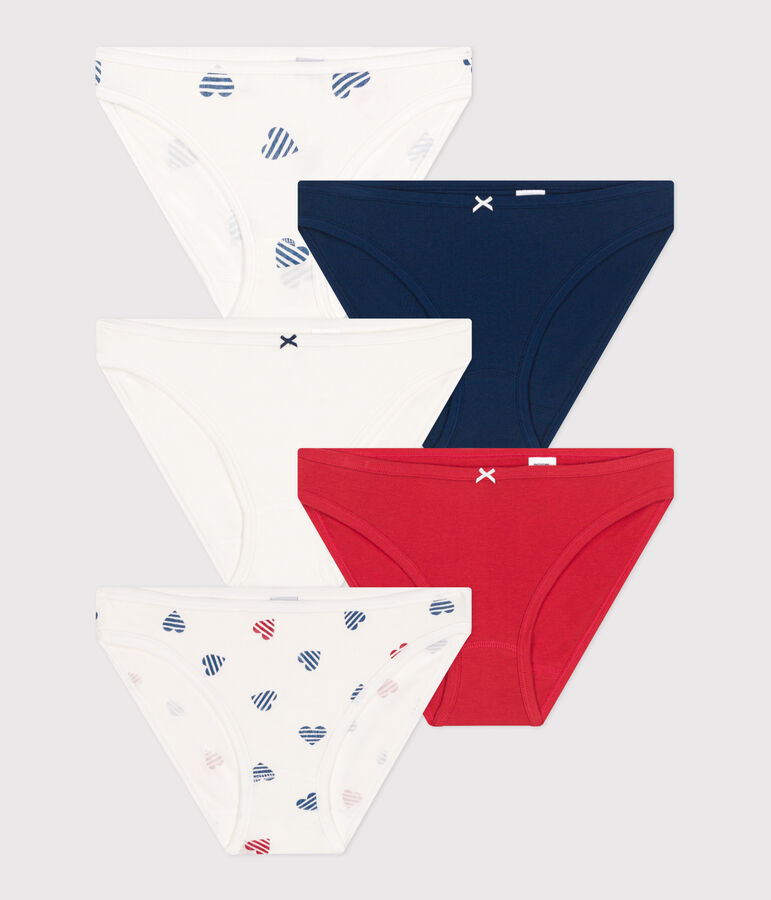 5er-Set Damen-Slips aus Baumwolle mit Herzmotiv vielfarbig