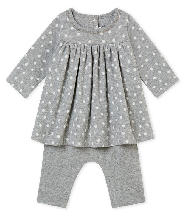 Baby M&auml;dchenKleid mit Leggings grau/vielfarbig