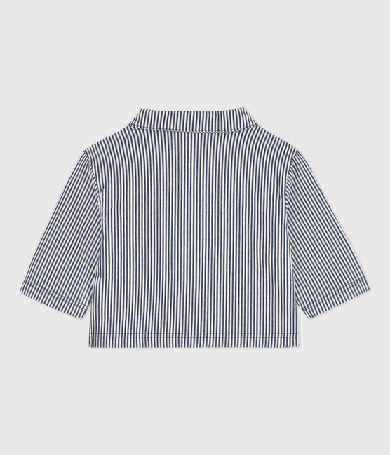 Baby-Kurzjacke aus gestreiftem Canvas blau MEDIEVAL/weiss MARSHMALLOW