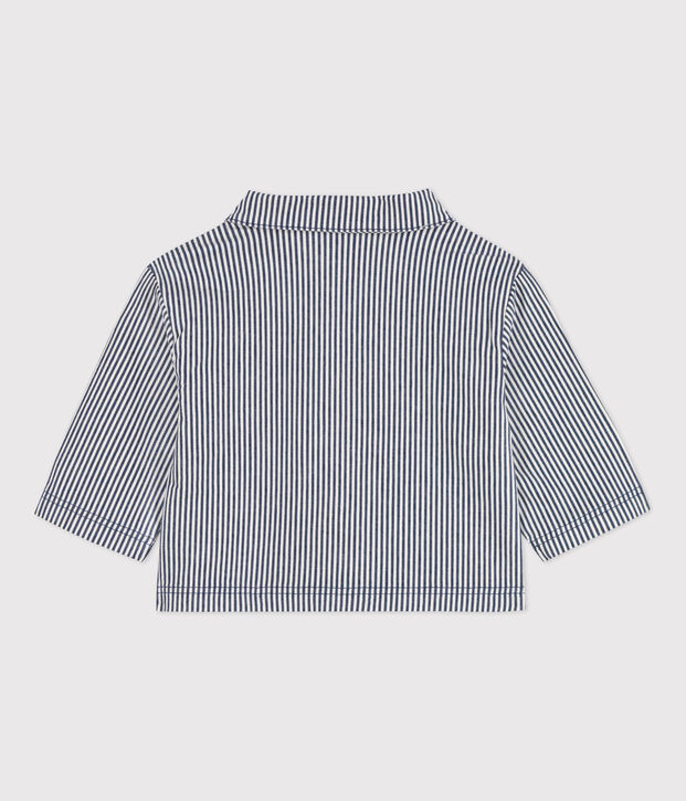 Baby-Kurzjacke aus gestreiftem Canvas blau/weiss