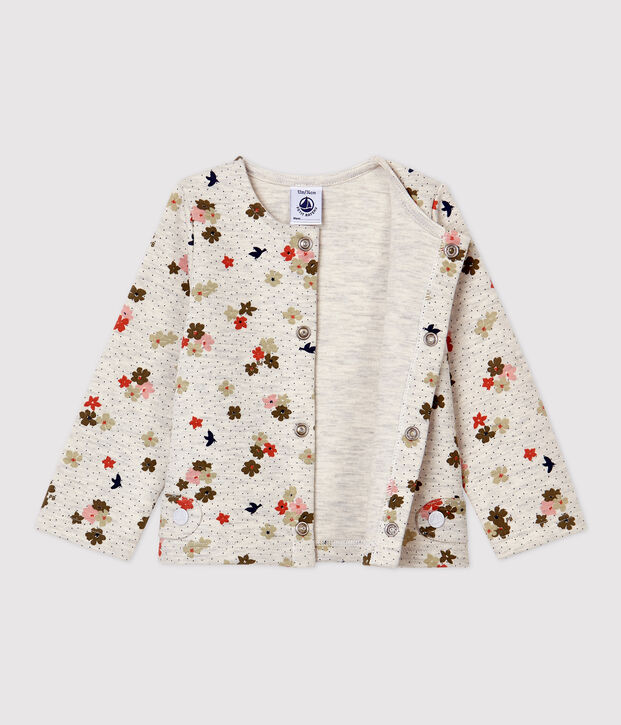 Baby-Cardigan aus Baumwolle. beige/vielfarbig