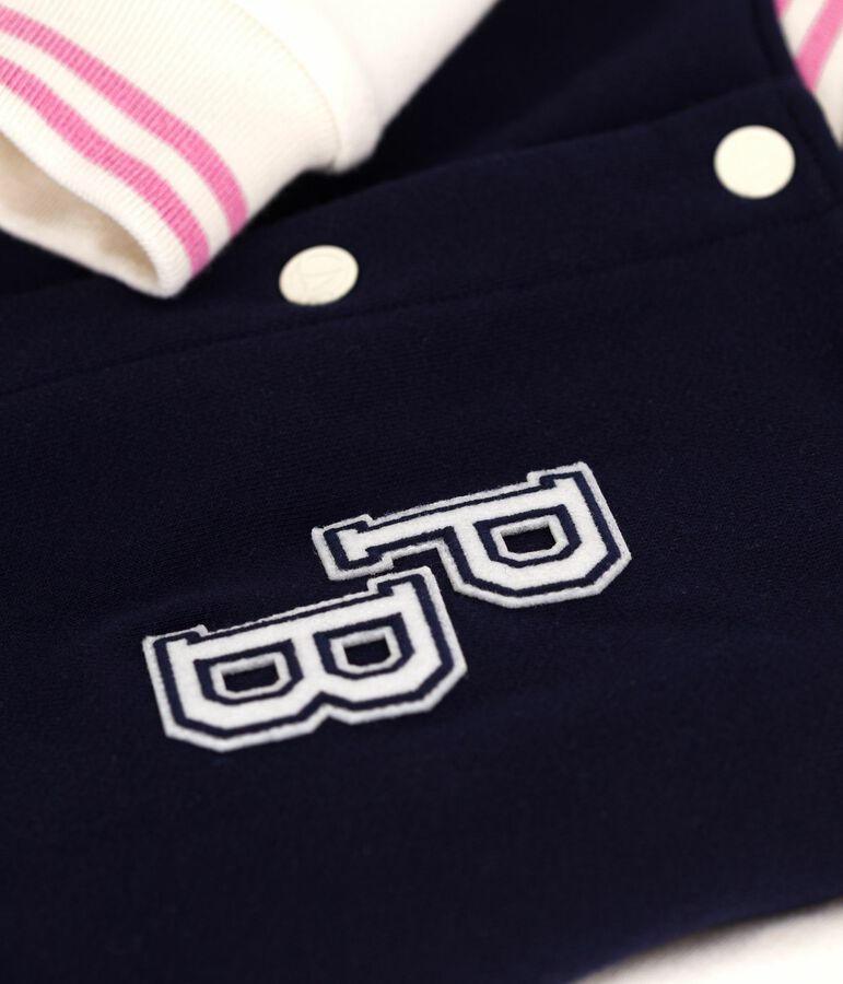 Kinder College-Jacke aus einfarbiger Baumwolle blau