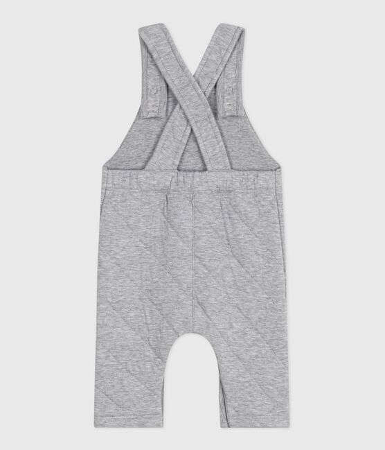 Langbeinige Baby-Latzhose aus einfarbigem dicken Jersey grau FUMEE CHINE