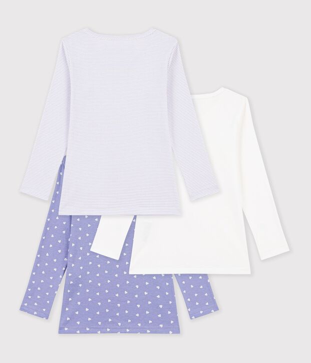 Set lang&auml;rmelige Kinder-T-Shirts aus Baumwolle mit Herzmotiv vielfarbig