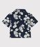 Kurzärmeliges Babyhemd mit Hawaii-Motiv blau MEDIEVAL/weiss MARSHMALLOW