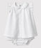 Kurzärmeliges Baby-Kleid mit Bloomers für Mädchen weiss ECUME