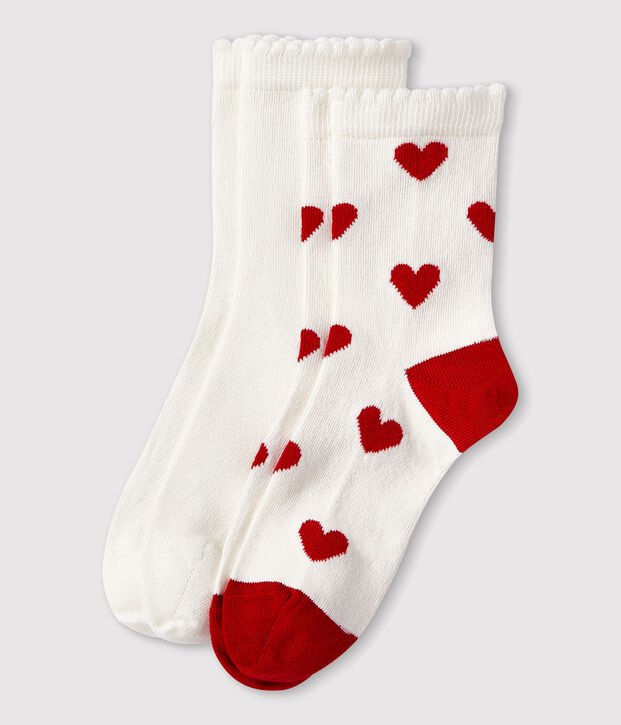 2er-Set Kinder-Socken aus Baumwolle mit Herzmotiv vielfarbig