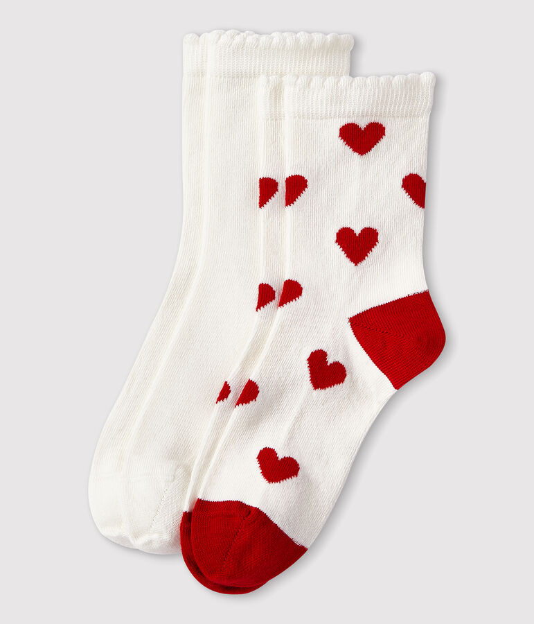 2er-Set Kinder-Socken aus Baumwolle mit Herzmotiv vielfarbig