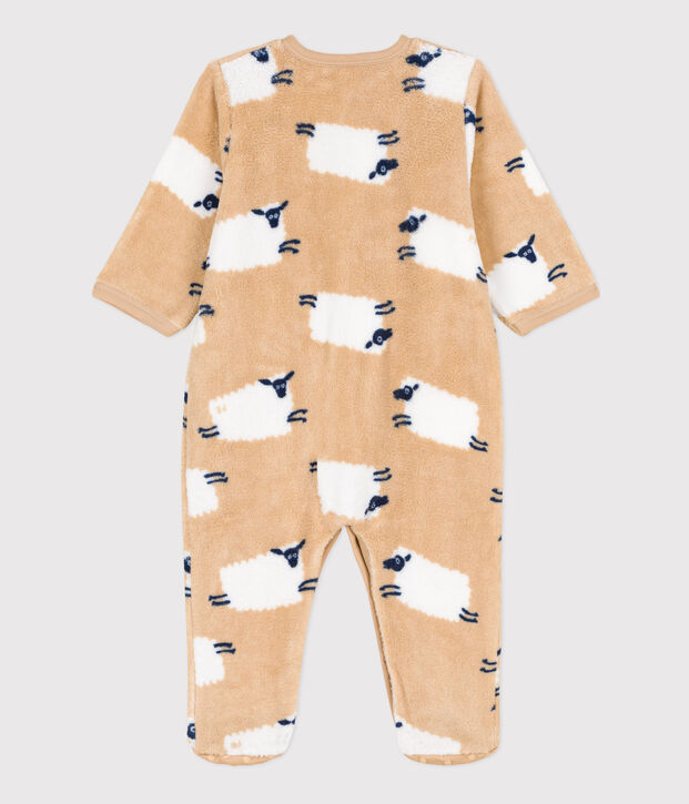 Strampler zum &Uuml;berziehen aus Fleece beige/vielfarbig
