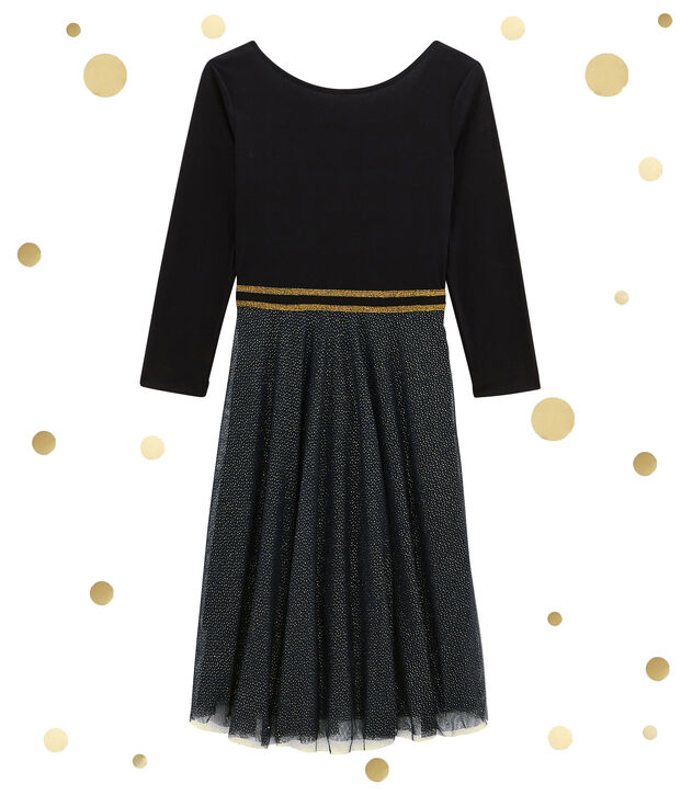 damenkleid im materialmix schwarz/gelb