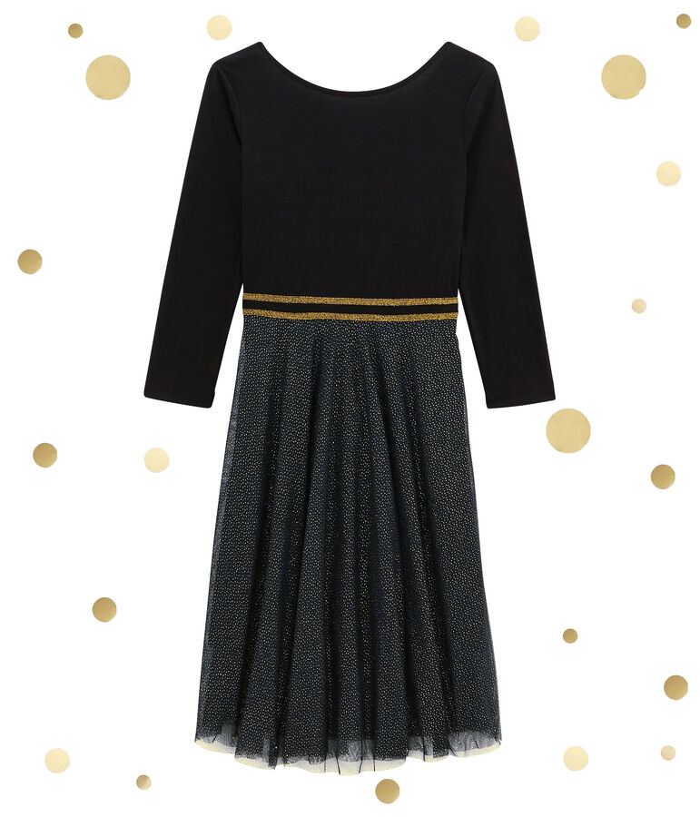 damenkleid im materialmix schwarz NOIR/gelb DORE