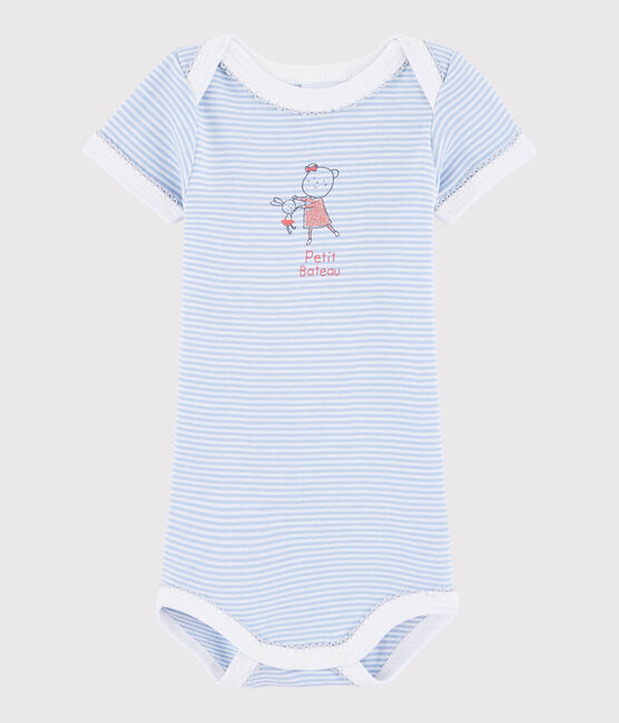 Kurzärmeliger Baby-Body Mädchen ISIS/weiss LAIT