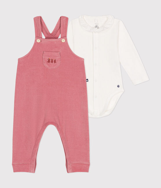 Baby-Set Latzhose aus Nicki rosa ROSEWOOD