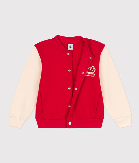 Kinder-Teddyjacke aus Molton für Jungen rot PEPS/weiss AVALANCHE