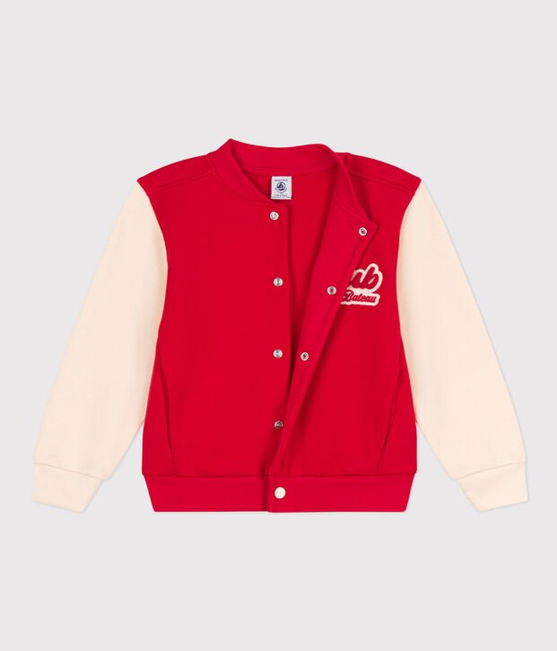 Kinder-Teddyjacke aus Molton f&uuml;r Jungen rot/naturfarben