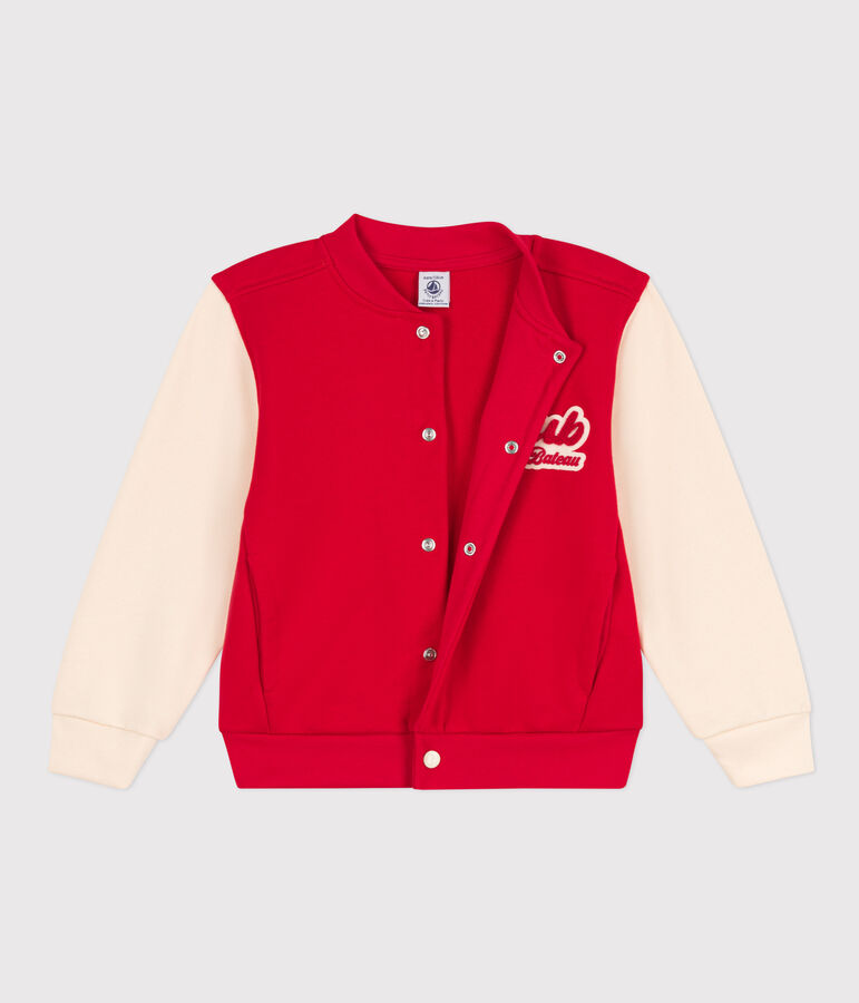 Kinder-Teddyjacke aus Molton f&uuml;r Jungen rot/naturfarben