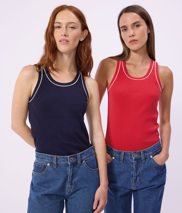 Damen-Tanktop aus einfarbiger Baumwolle SMOKING