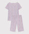 Kinder-Kurzpyjama aus Baumwolle mit Blumen für Mädchen weiss MARSHMALLOW/weiss MULTICO