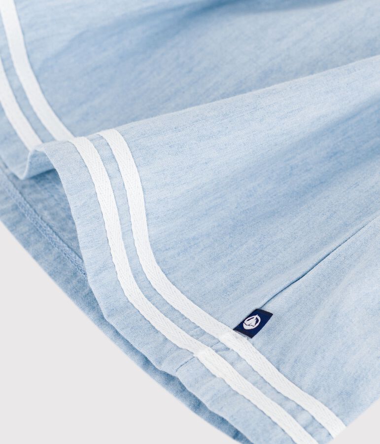 Lang&auml;rmeliges Baby-Kleid aus zwei Stoffen, Baumwolle und Chambray naturfarben/vielfarbig