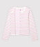 Cardigan aus gestreifter Baumwolle/Leinen Damen weiss MARSHMALLOW/rosa BOHEME