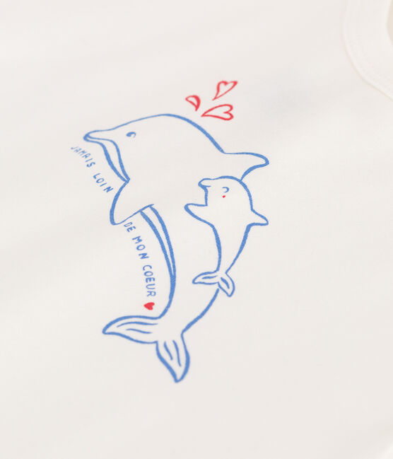 Kurzärmeliges Baby-T-Shirt aus einfarbiger Baumwolle weiss MARSHMALLOW
