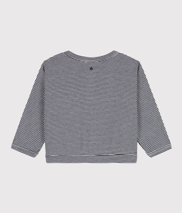 Baby-Cardigan aus Baumwolle blau/weiss
