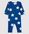 Blauer Baby-Strampler aus Rippstrick mit großem Sternenmuster blau MAJOR/weiss MARSHMALLOW