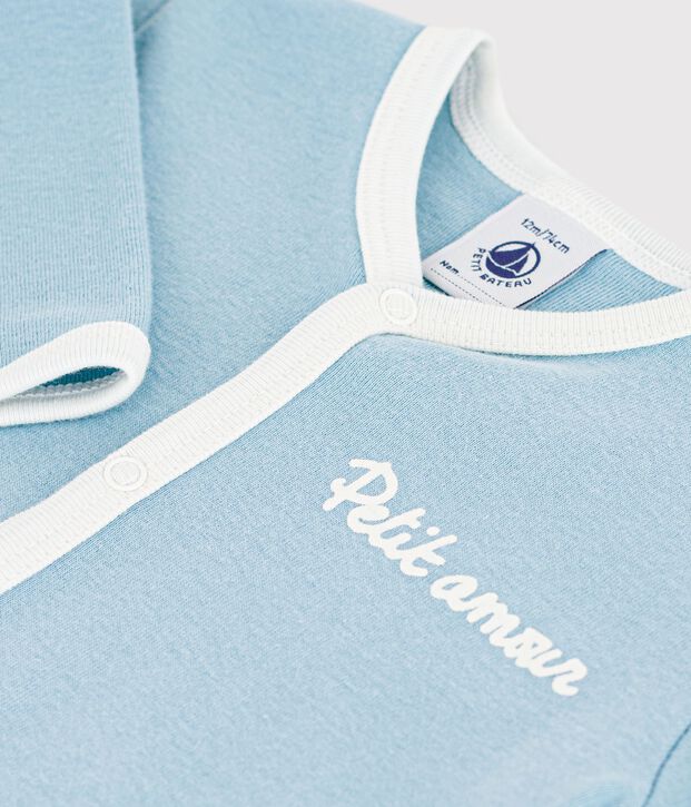 Strampler aus einfarbiger Baumwolle blau