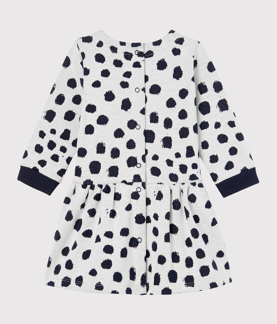 Jean-Jullien-Baby-Mädchenkleid mit langen Ärmeln weiss MARSHMALLOW/ DOTTIES