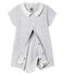 Kurzer Baby-Bodyjama aus Rippstrick grau POUSSIERE/weiss MARSHMALLOW