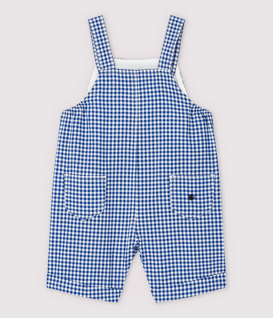 Kurze Baby-Latzhose aus Cotton Rich-Material für Jungen blau SURF/weiss MARSHMALLOW