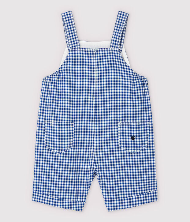 Kurze Baby-Latzhose aus Cotton Rich-Material f&uuml;r Jungen blau/weiss