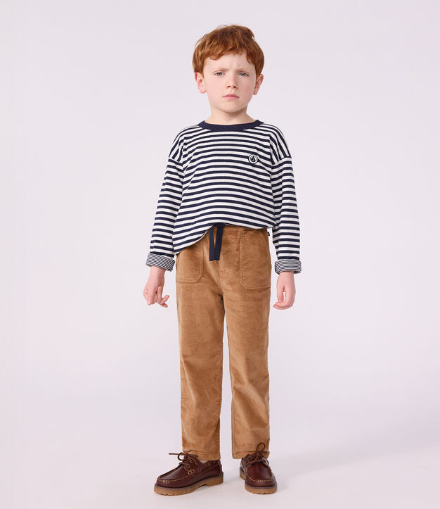 Kinder-Hose mit geradem Schnitt aus Feincord LATTE
