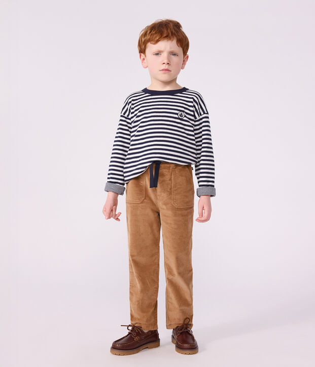 Kinder-Hose mit geradem Schnitt aus Feincord LATTE