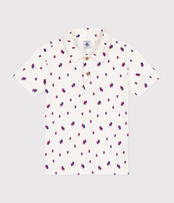 Kurzärmeliges Kinder-Poloshirt aus Baumwolle für Jungen weiss MARSHMALLOW/weiss MULTICO