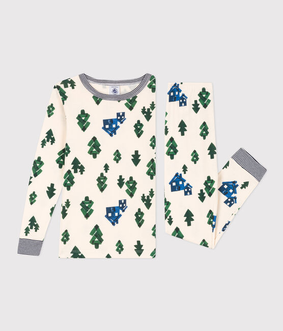Kinderpyjama aus Baumwolle in schmaler Passform grün AVALANCHE/weiss MEDIEVAL/ MULTICO