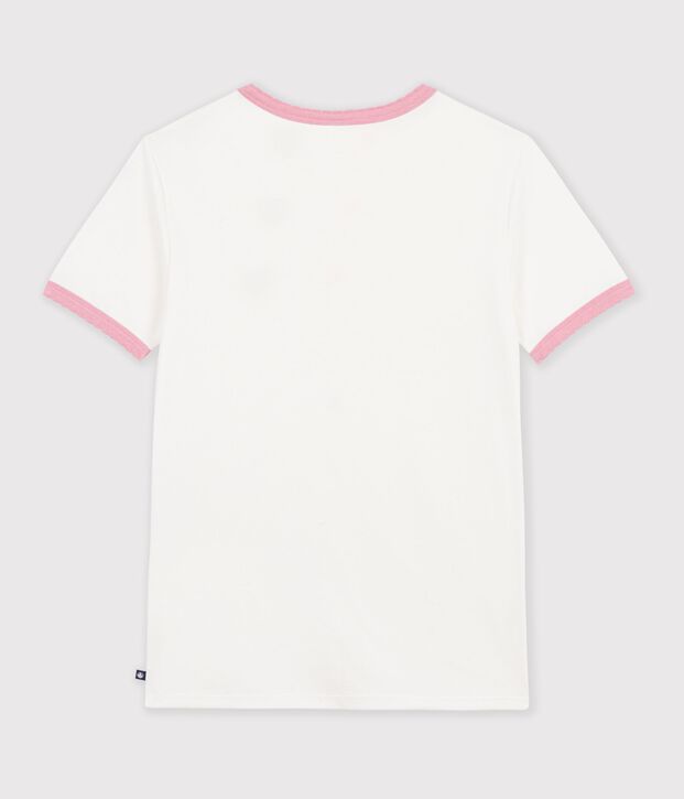 Kurz&auml;rmeliges Damen T-Shirt aus einfarbiger Baumwolle weiss